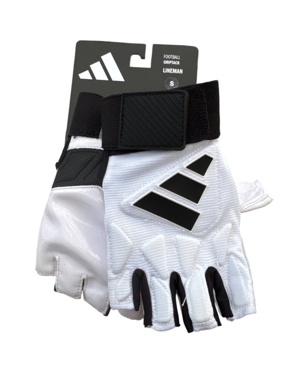 Adidas Football Lineman Size Small Gloves White Black NWT Fingerless